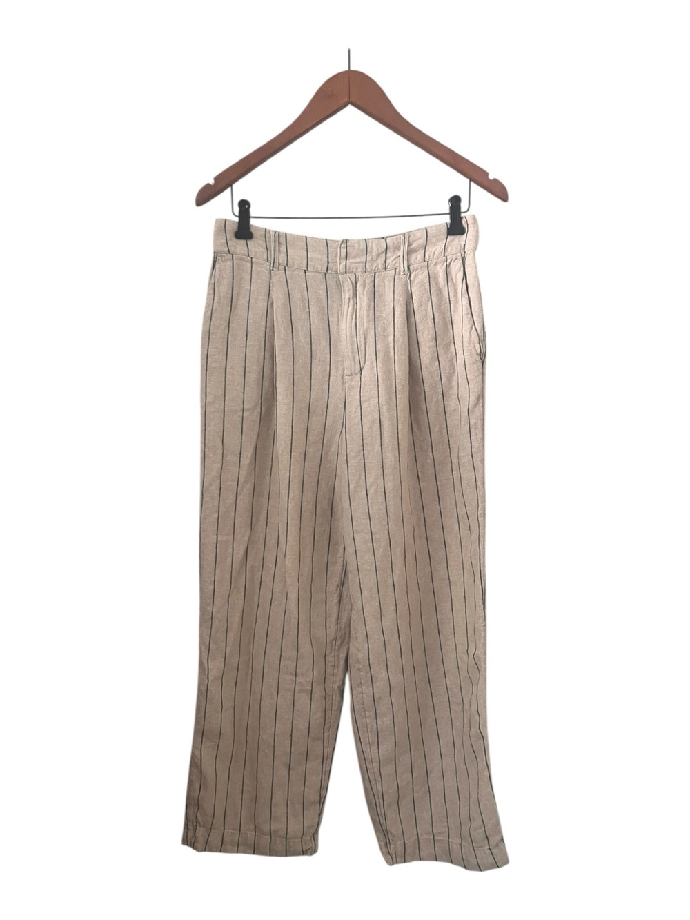 a new day Beige Pinstripe Linen Blend Wide Leg Trousers.